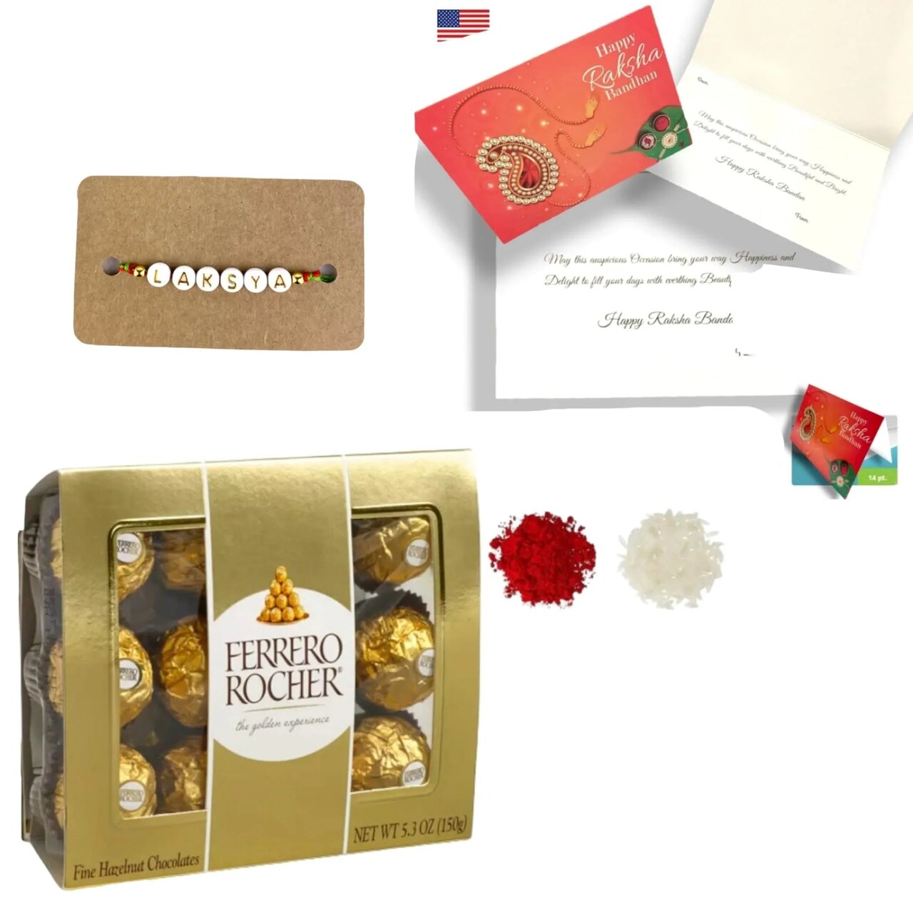 Personalized Name Rakhi for Brother Raksha Bandhan Designer Handmade Rakhi Thread for Bhaiya Custom Name Rakhi - Rakhi Gift Hamper Ferrero-rocher/ghirar-delli/kit-kat